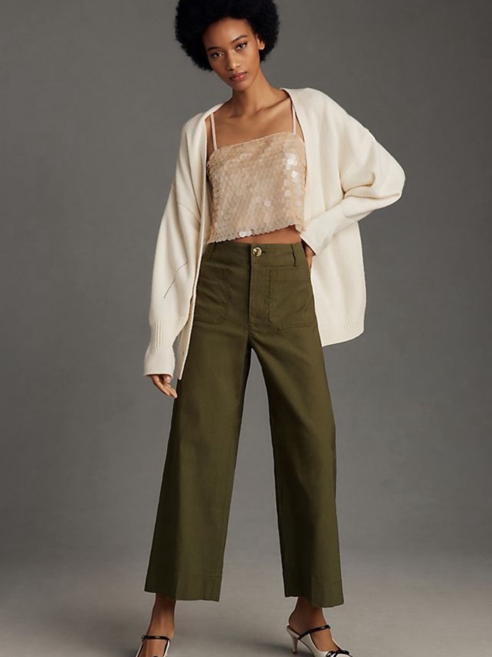 Maeve The Colette Wide-Leg Pants Wide-Leg Pants Waist 28 TWO FOR 1, navy+olive
